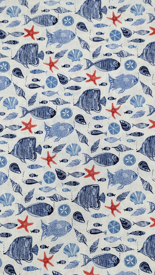 Northcott- Take Me to the Beach- Fish & Shells